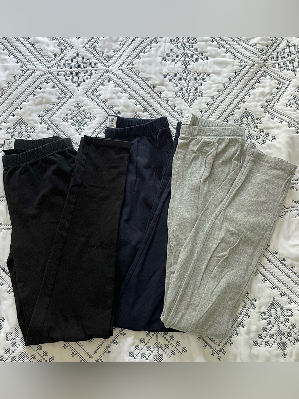GAP Kids Leggings Trio — Black, Navy, Light Gray